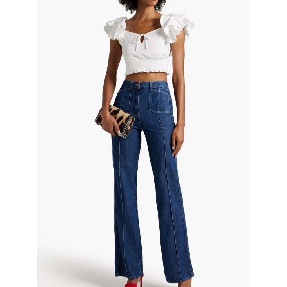 Alice + Olivia cropped ruffled top